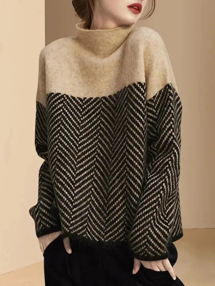 Pull femme à col montant doux et confortable
