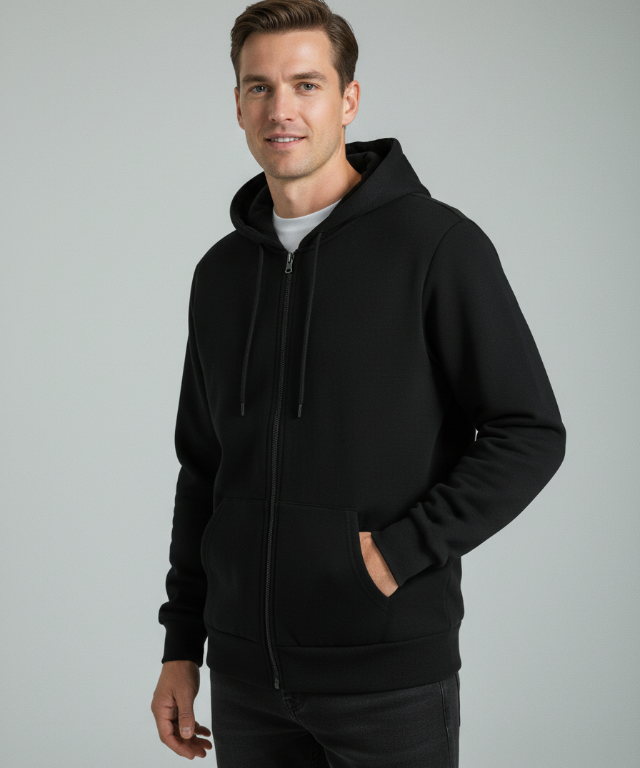 Sweat à capuche homme – Zippé, coupe ample, style décontracté quotidien