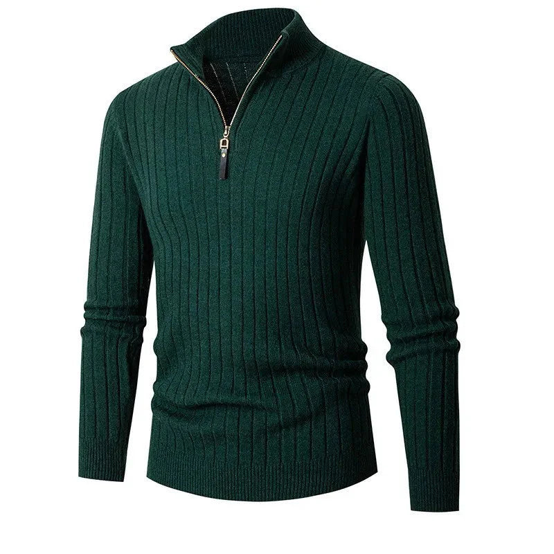 Pull - Col Haut en Mélange Filé & Demi-Fermeture Ajustable