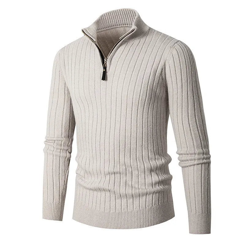 Pull - Col Haut en Mélange Filé & Demi-Fermeture Ajustable