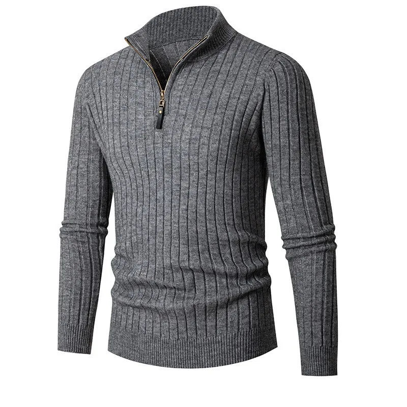 Pull - Col Haut en Mélange Filé & Demi-Fermeture Ajustable
