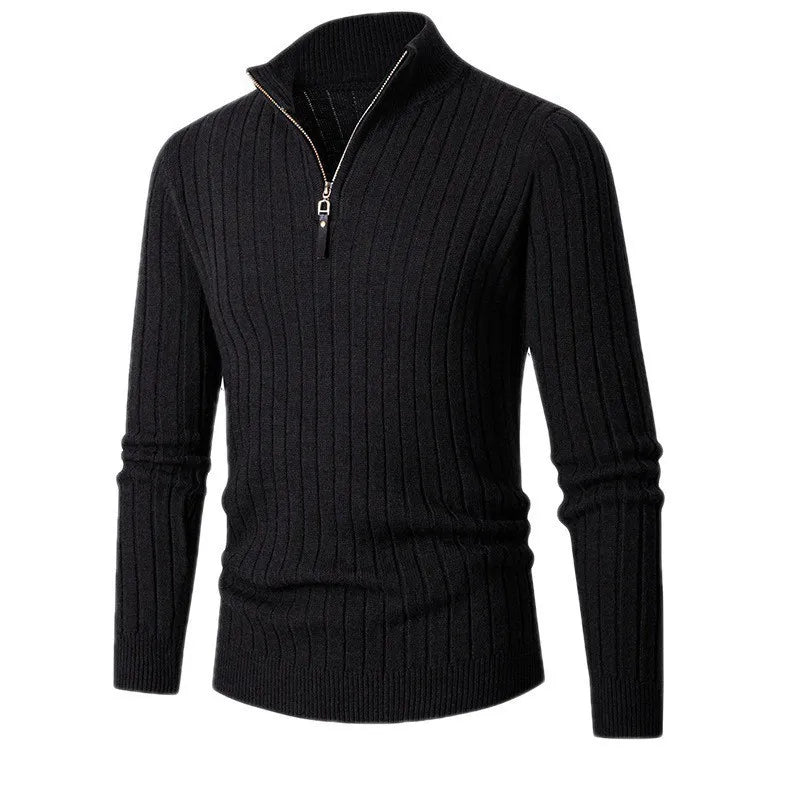 Pull - Col Haut en Mélange Filé & Demi-Fermeture Ajustable