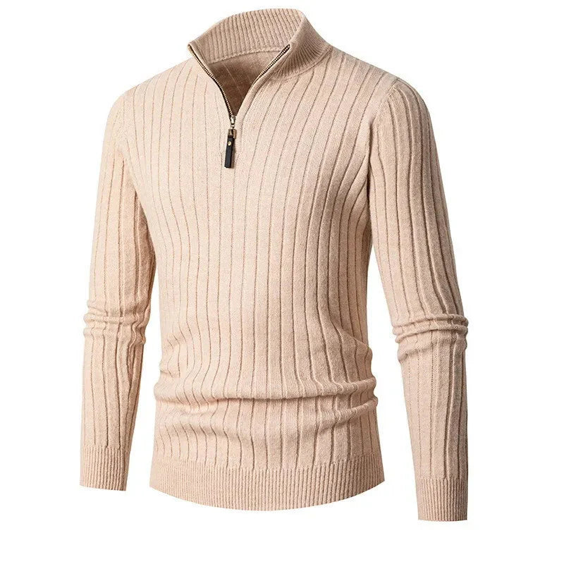 Pull - Col Haut en Mélange Filé & Demi-Fermeture Ajustable