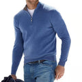 Pull en mélange de tricot à col en V - Fermeture éclair et chaleur respirante