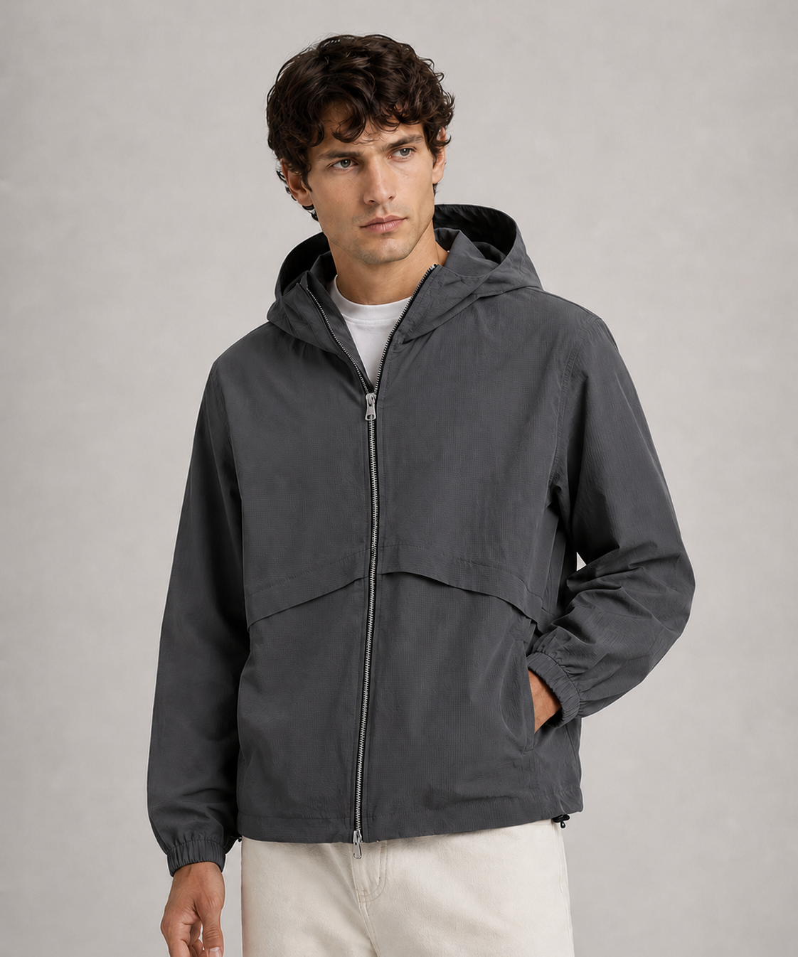 Veste Coupe-Vent à Capuche – Imperméable, Fermeture Zippée, Pour les Activités Extérieures