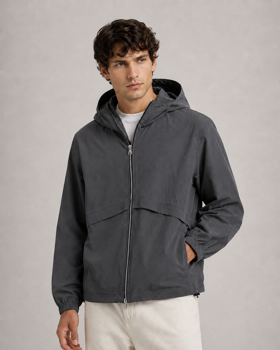 Veste Coupe-Vent à Capuche – Imperméable, Fermeture Zippée, Pour les Activités Extérieures