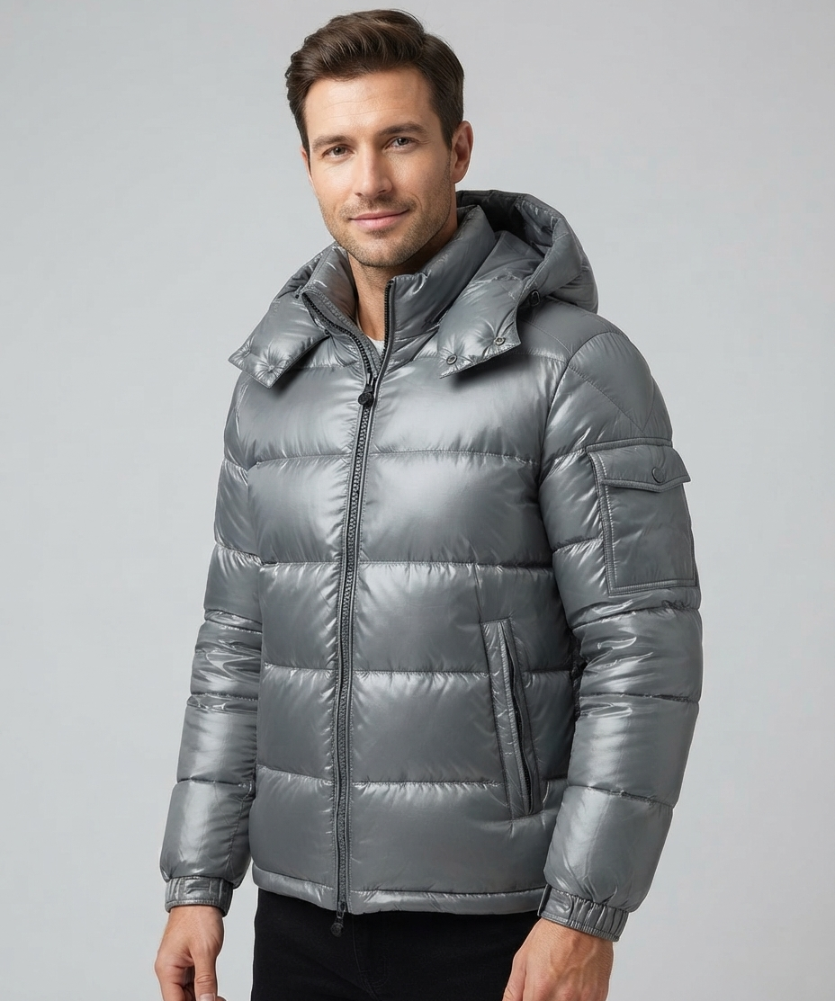 Doudoune Homme en Duvet de Canard – Capuche, Coupe Décontractée, Usage Quotidien Hiver