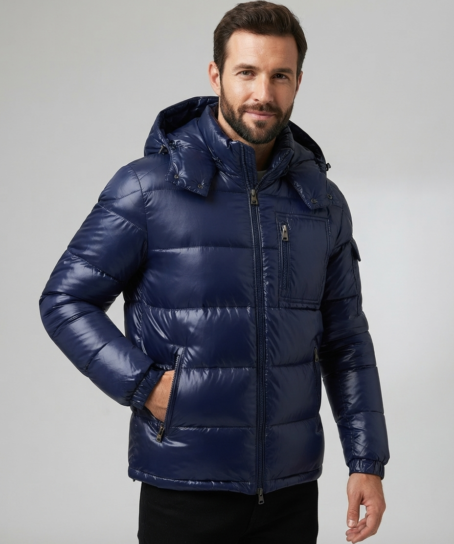 Doudoune Homme en Duvet de Canard – Capuche, Coupe Décontractée, Usage Quotidien Hiver