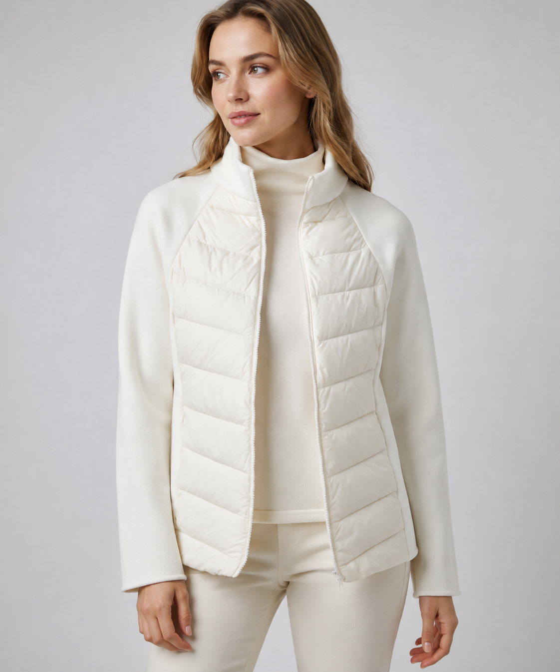 Veste courte pour femme – Col montant, doublure en duvet, style sport pour la course