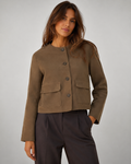 Veste femme croppée – Suédine brossée, Coupe ample, Pour la mi-saison