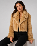 Veste femme en fausse fourrure – Col tailleur, coupe droite, style quotidien