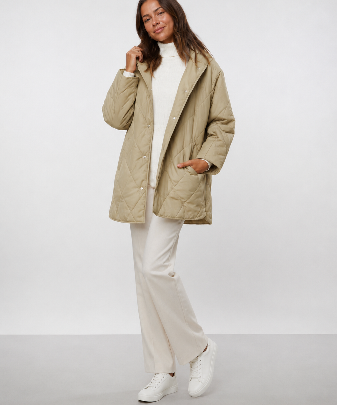 Veste hiver femme – Matelassage diamant, Capuche, Style décontracté