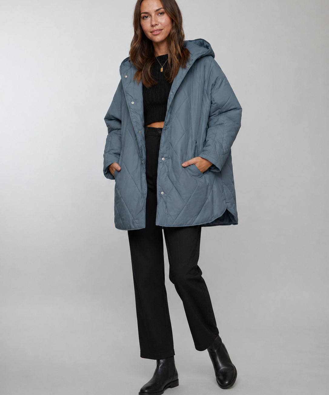 Veste hiver femme – Matelassage diamant, Capuche, Style décontracté