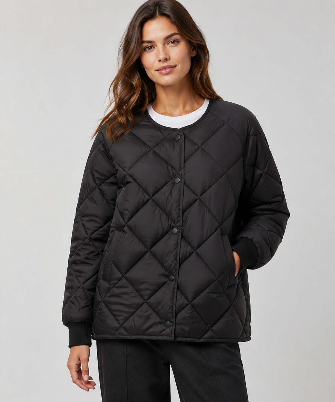 Veste courte femme – Duvet, coupe matelassée légère, style décontracté hiver