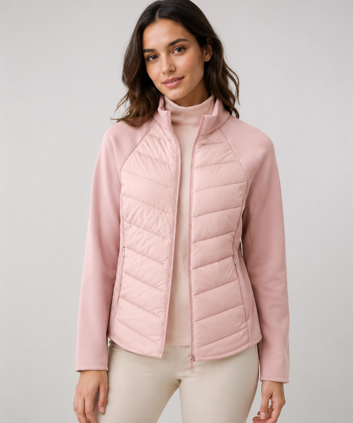 Veste courte pour femme – Col montant, doublure en duvet, style sport pour la course