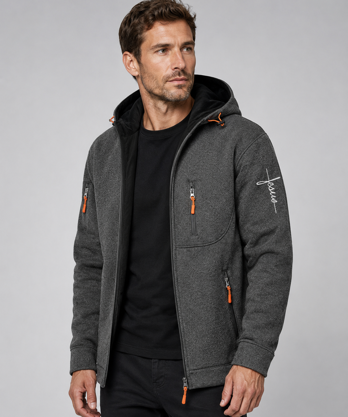 Veste d'hiver homme – Doublure chaude, capuche réglable, 3 poches zippées