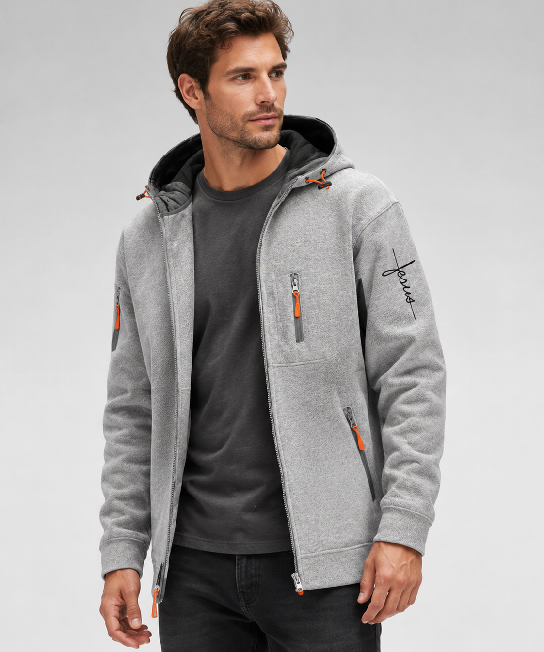 Veste d'hiver homme – Doublure chaude, capuche réglable, 3 poches zippées