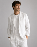 Veste de costume en lin pour homme – Fermeture boutonnée, coupe classique, au quotidien