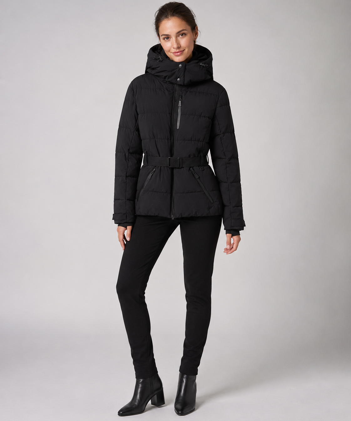 Veste de ski femme – Design matelassé, Ceinture intégrée, Activités hivernales
