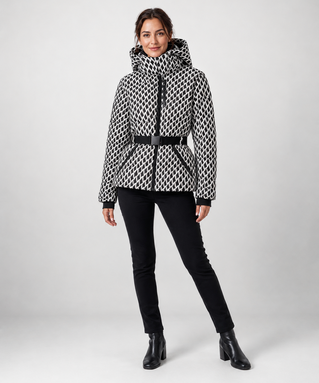 Veste de ski femme – Design matelassé, Ceinture intégrée, Activités hivernales