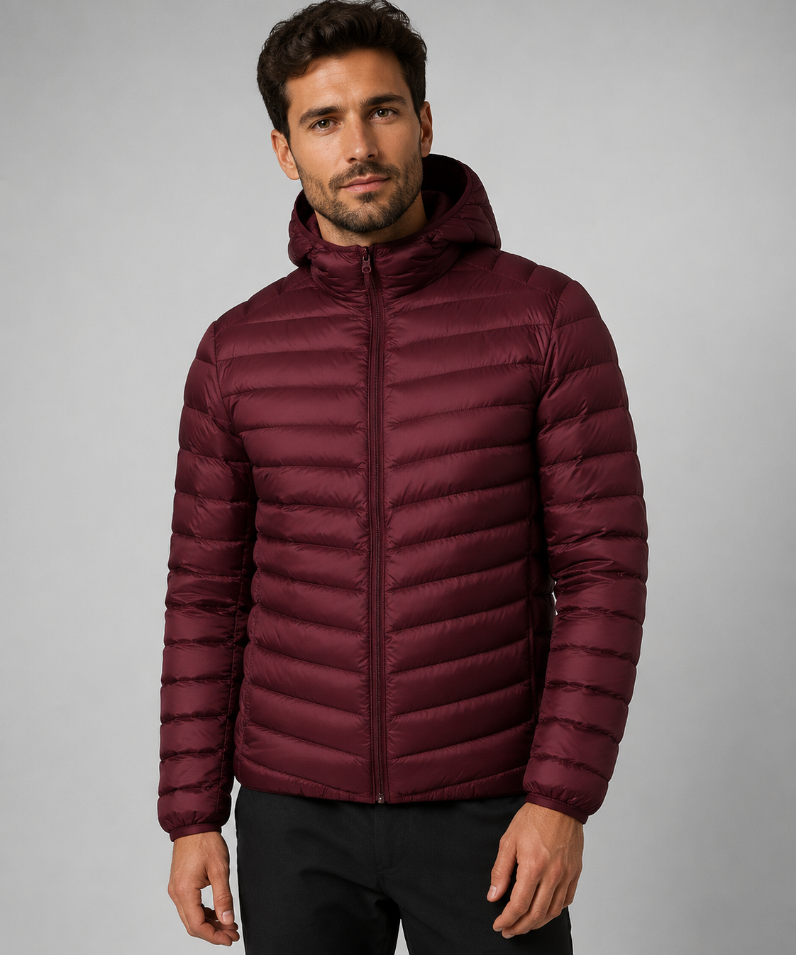 Veste en duvet homme – capuche, ouverture complète
