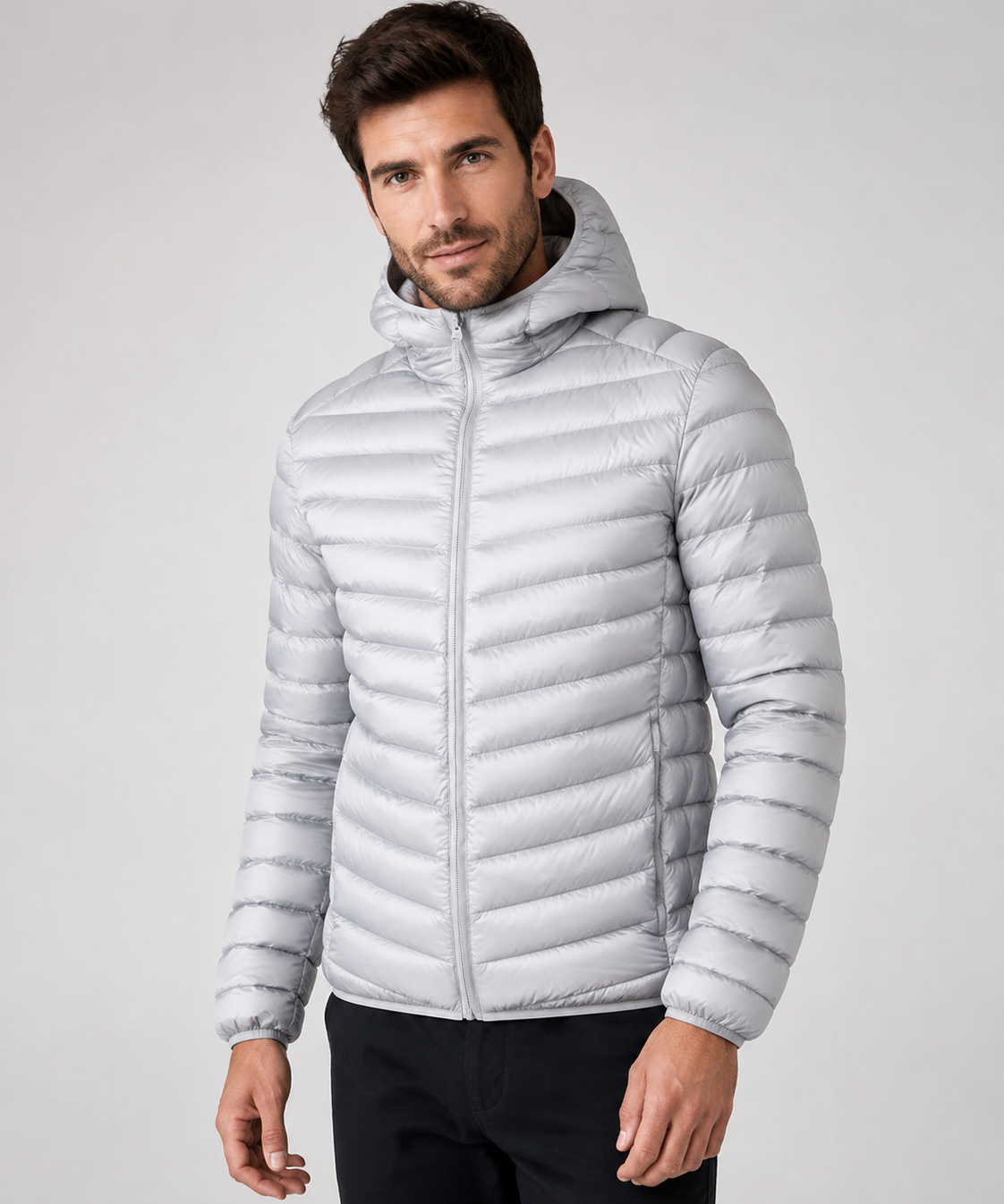 Veste en duvet homme – capuche, ouverture complète