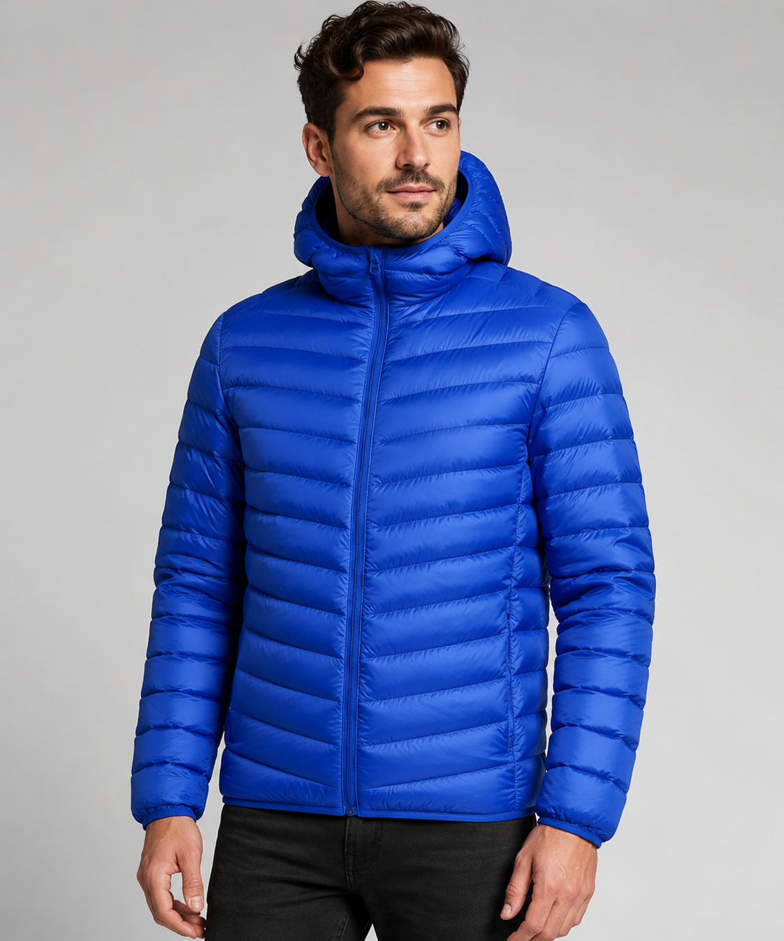 Veste en duvet homme – capuche, ouverture complète