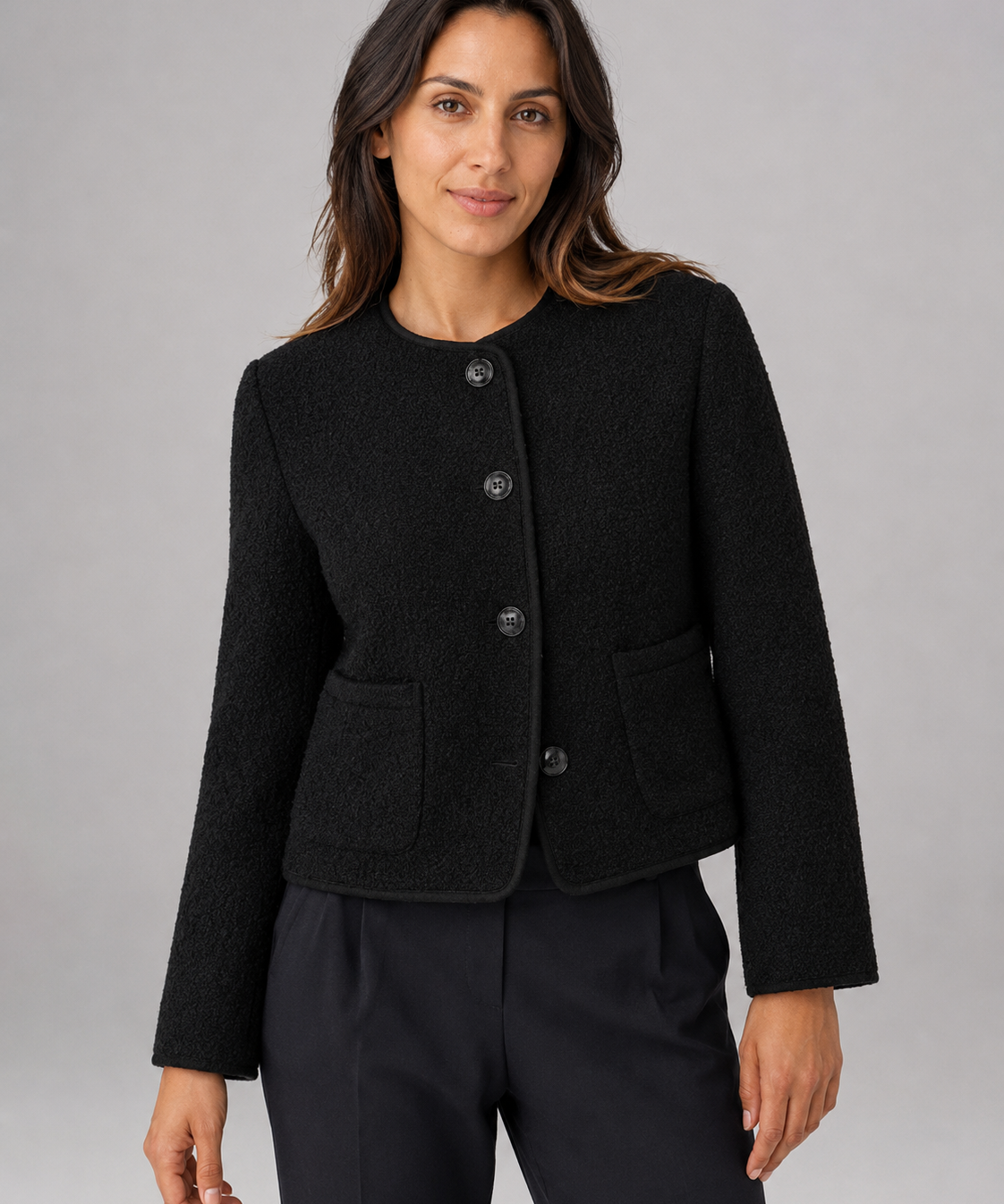 Veste femme courte – Simple boutonnage, Coupe boxy, Pour le quotidien