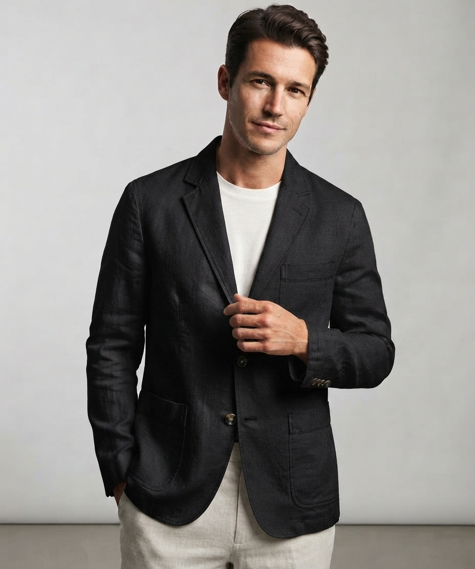 Veste homme en lin – Coupe décontractée, modèle fi,.n, style facile à porter