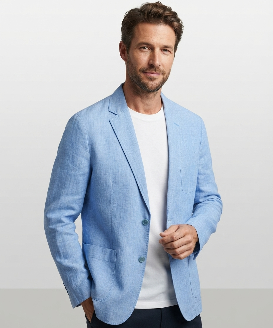 Veste homme en lin – Coupe décontractée, modèle fi,.n, style facile à porter