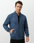 Veste homme en suède – Col montant, fermeture éclair, style business