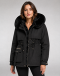 Veste matelassée pour femmes – Garnissage en duvet, coupe ajustée, col en fourrure