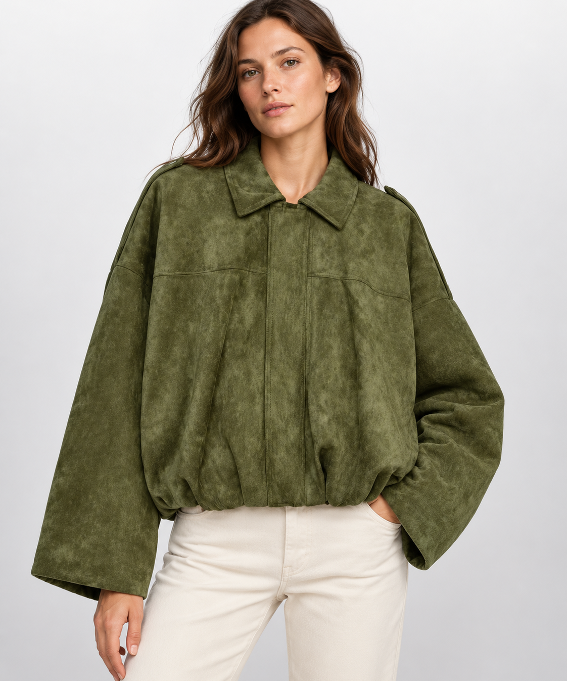 Veste oversize femme à col – Coupe décontractée, manches longues, style urbain