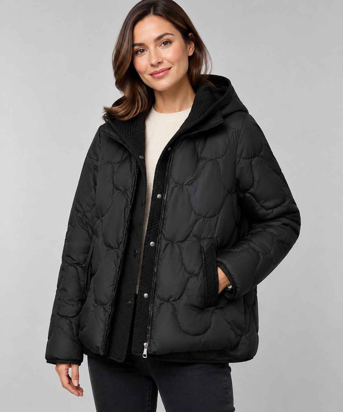Veste rembourrée femme – Coton rembourré, capuche, coupe épaisse, hiver