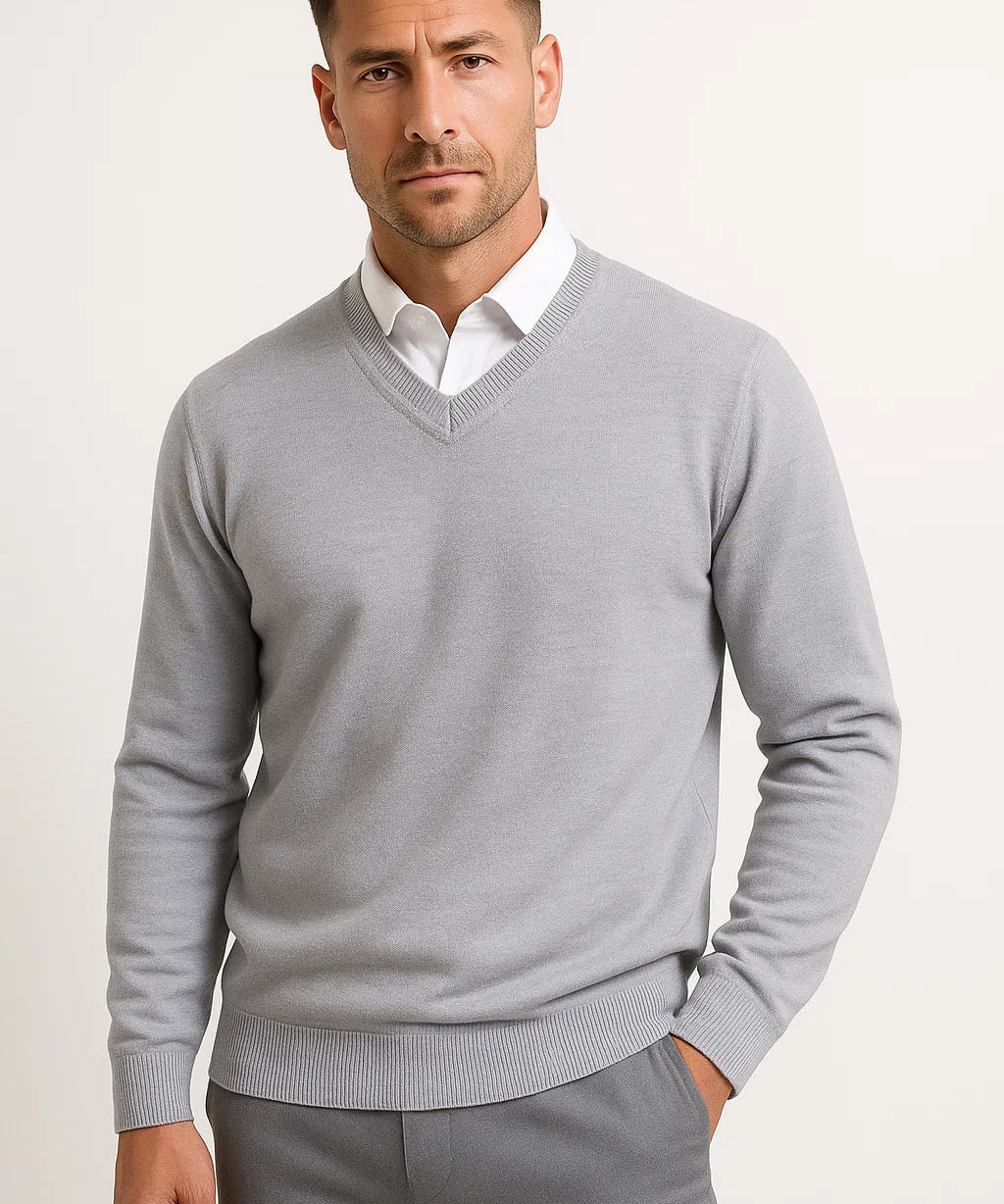 Pull Slim Fit en Merino à Col V