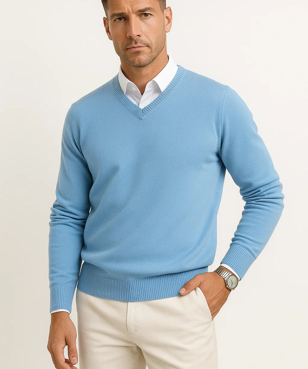 Pull Slim Fit en Merino à Col V