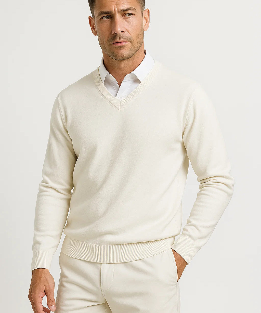 Pull Slim Fit en Merino à Col V