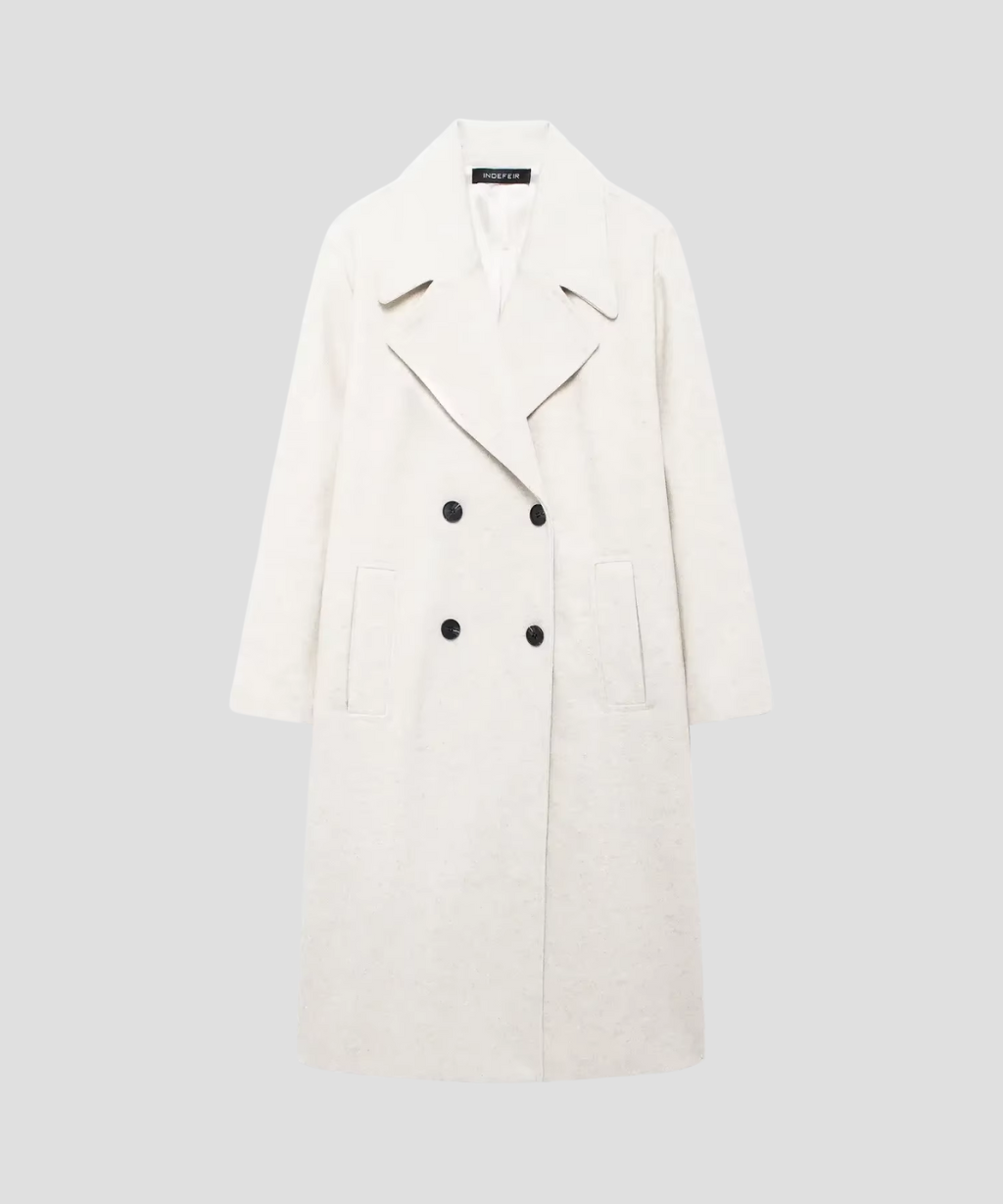 Manteau Long d’Hiver Élégant à Col Rabattu