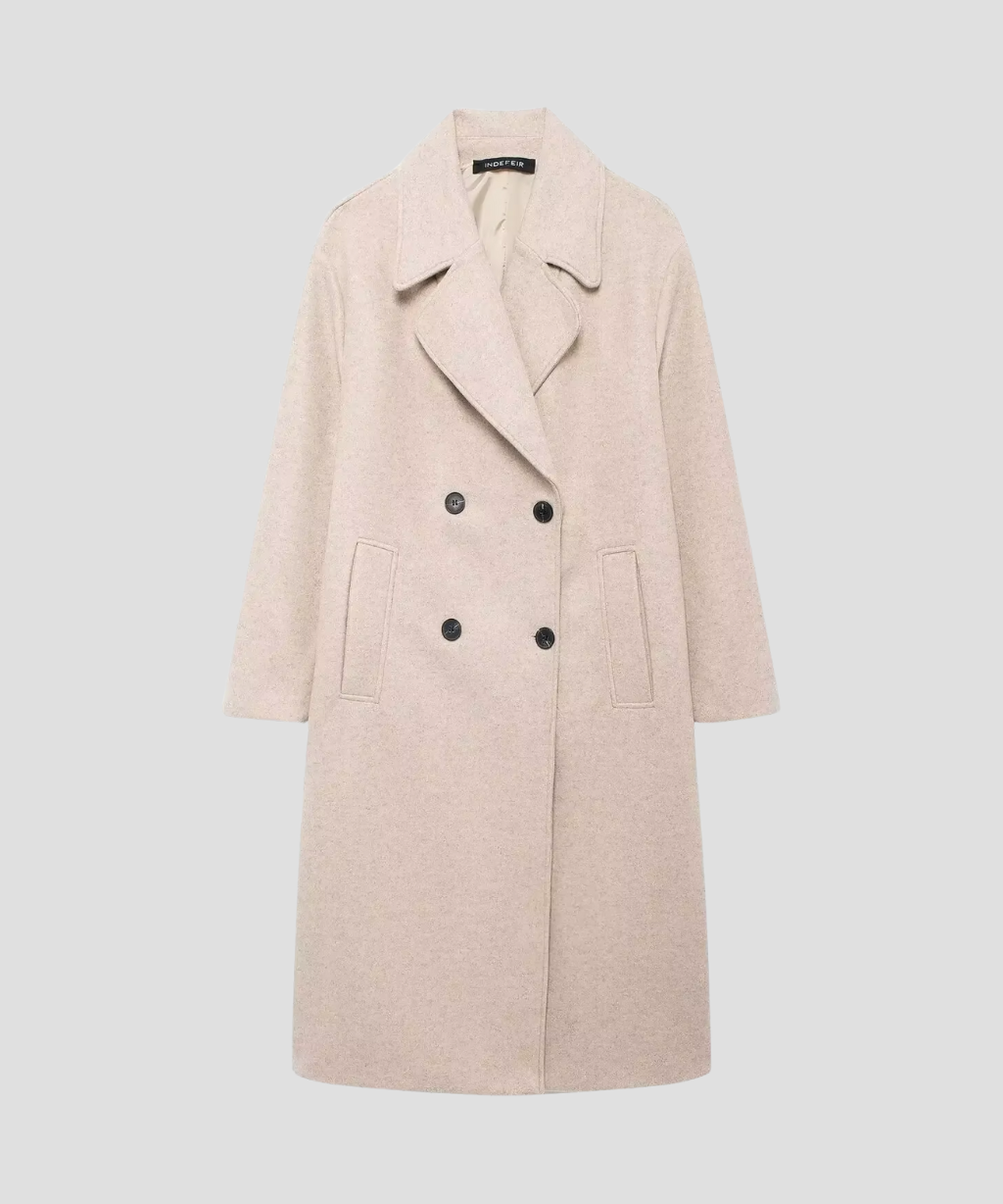 Manteau Long d’Hiver Élégant à Col Rabattu
