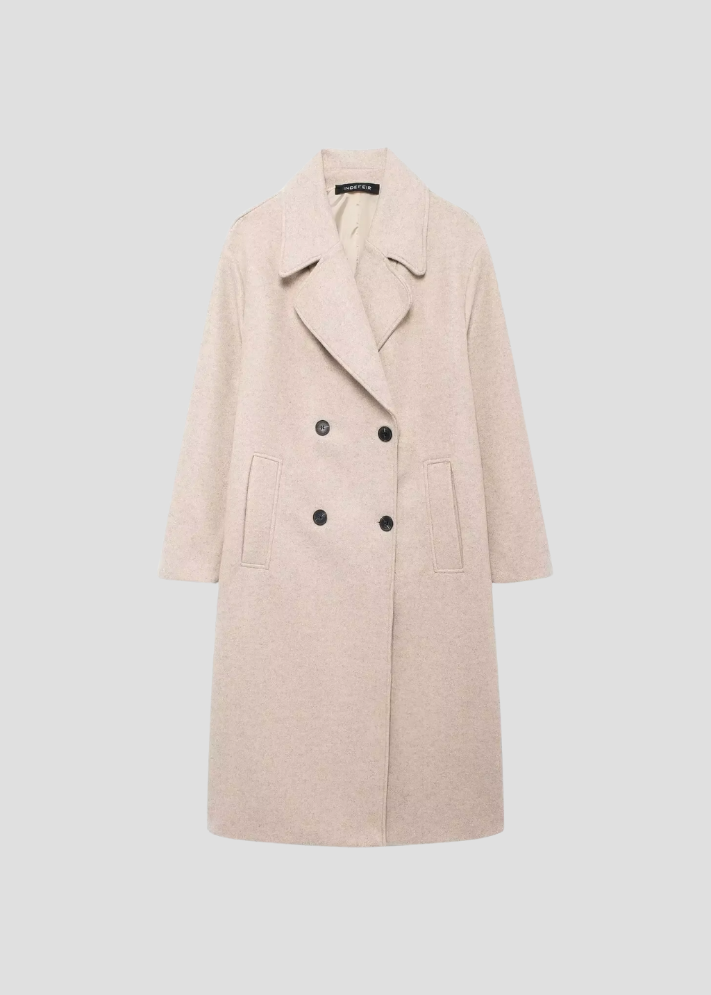 Manteau Long d’Hiver Élégant à Col Rabattu