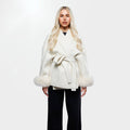 Manteau Hiver Blanc Femme & Coupe Drapée