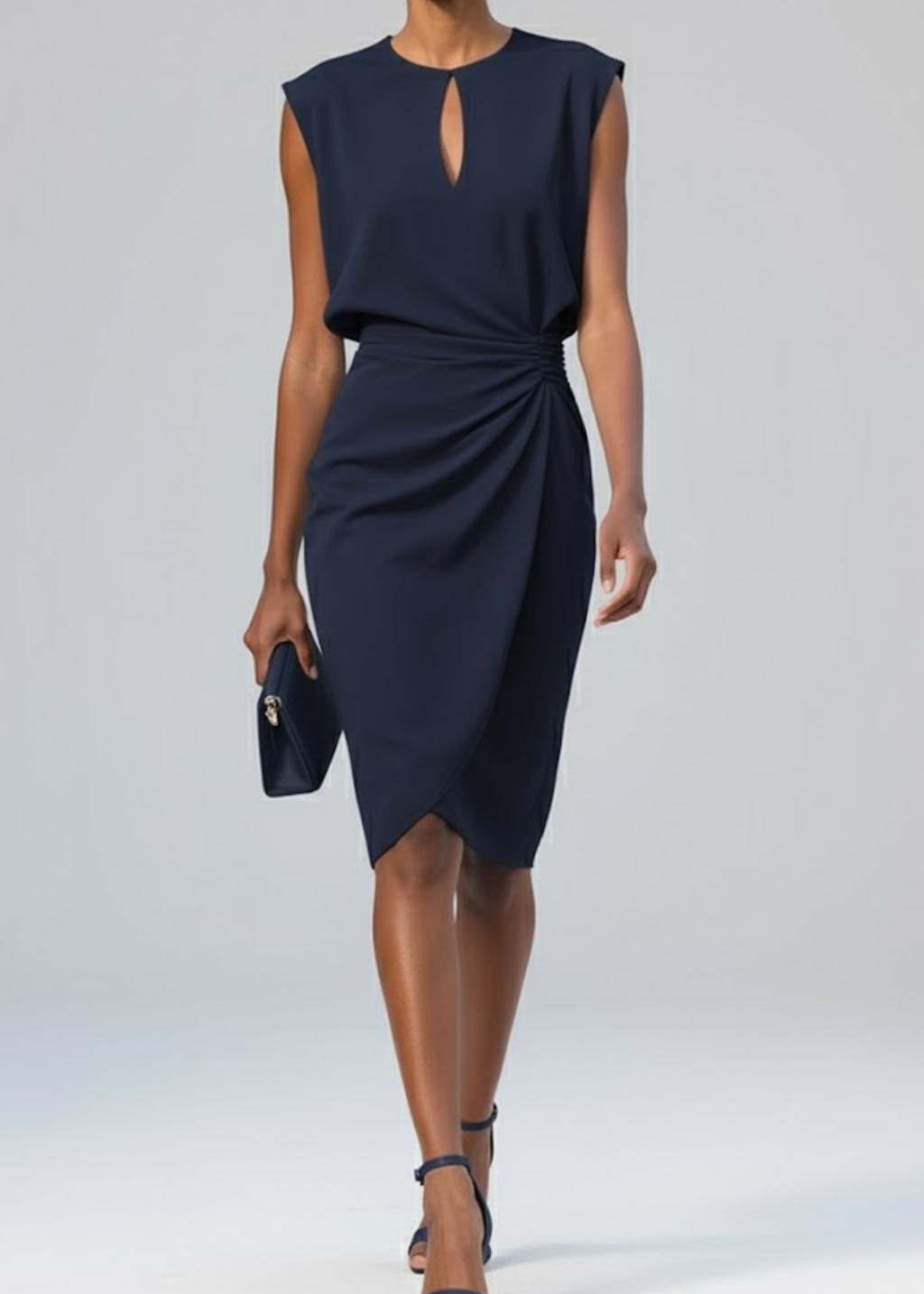 Robe midi élégante à encolure keyhole raffinée