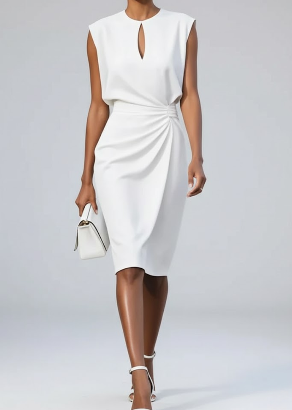 Robe midi élégante à encolure keyhole raffinée