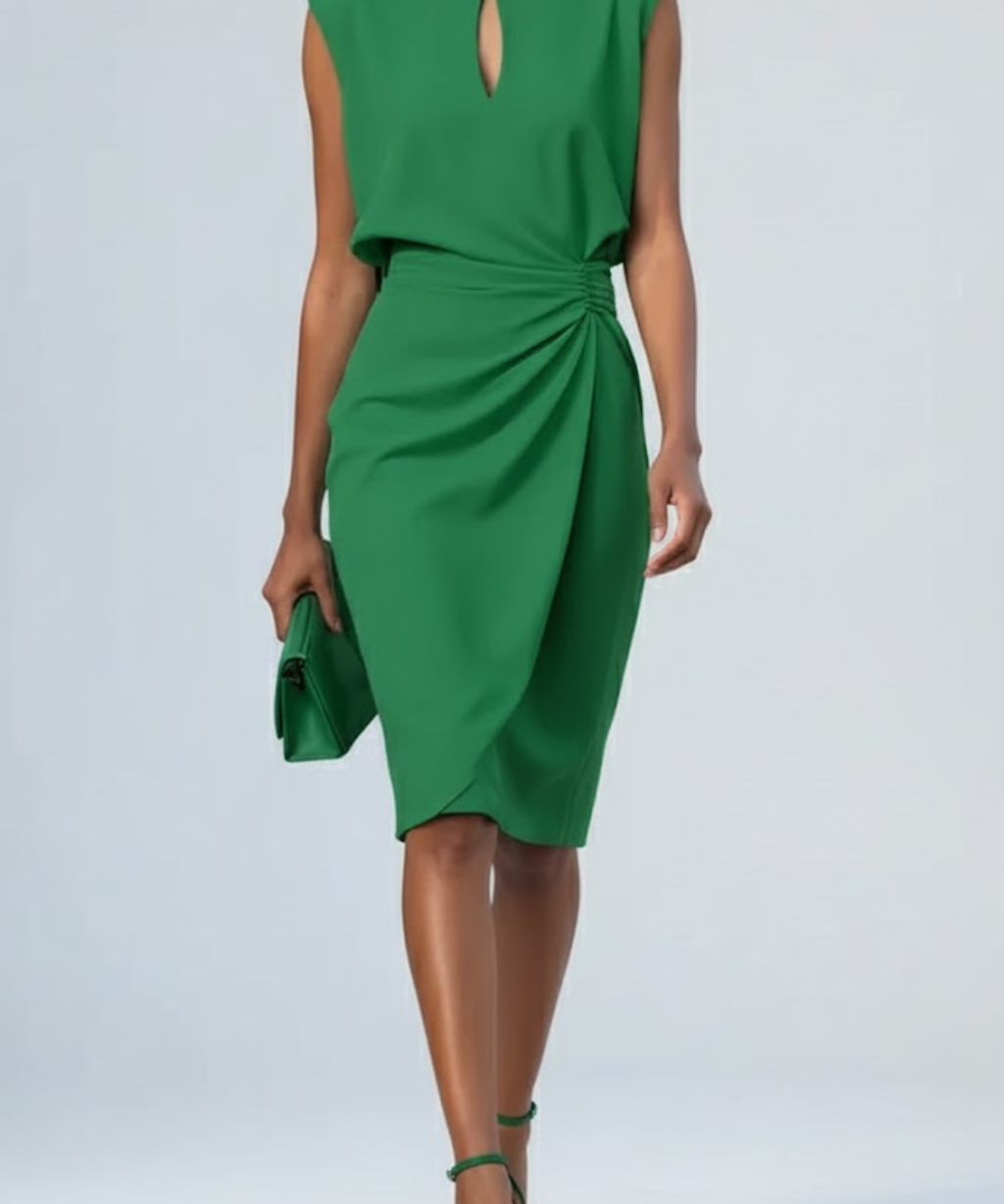 Robe midi élégante à encolure keyhole raffinée