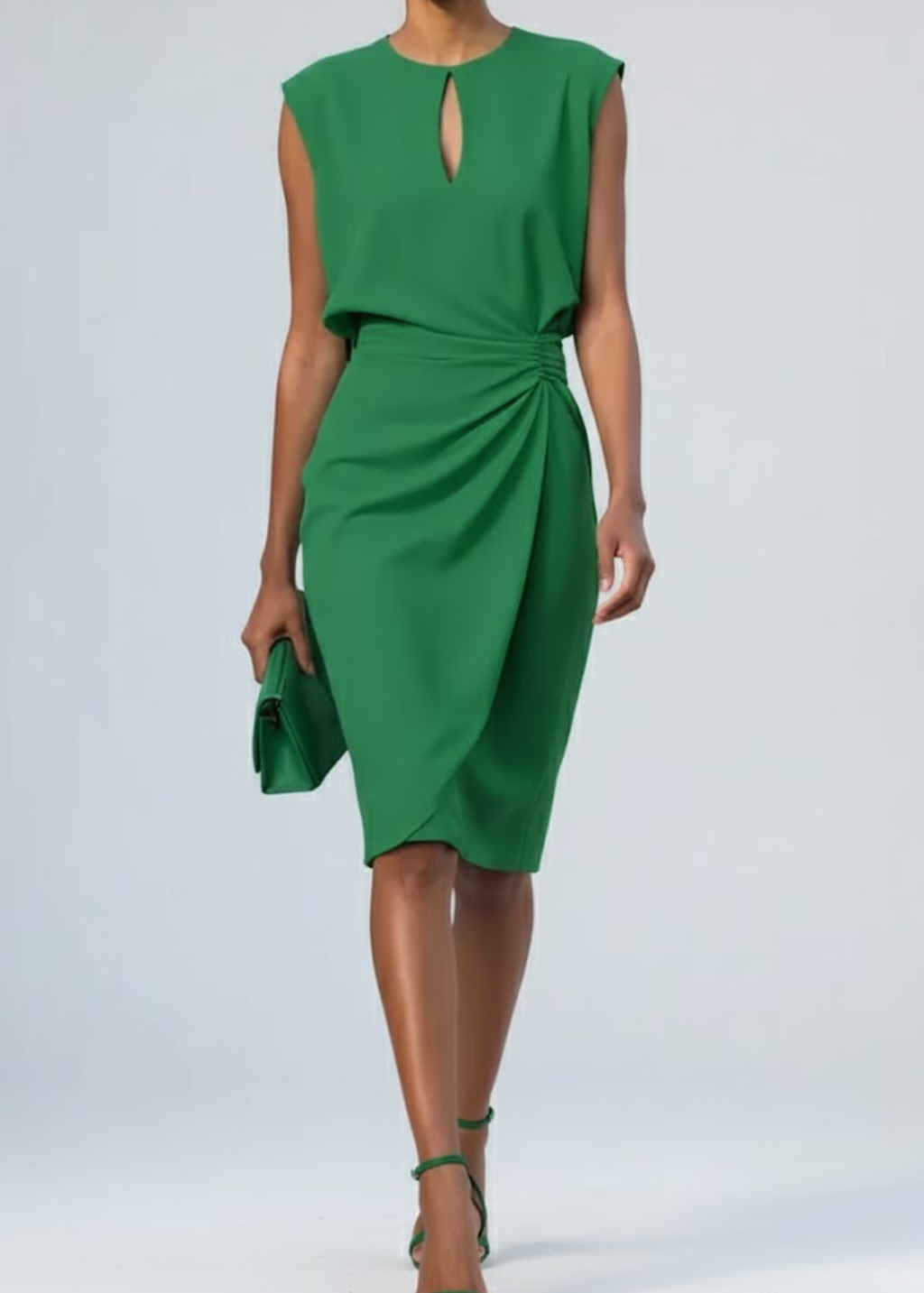 Robe midi élégante à encolure keyhole raffinée