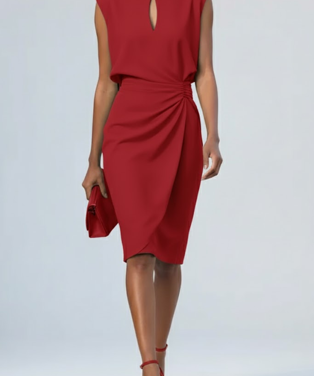 Robe midi élégante à encolure keyhole raffinée