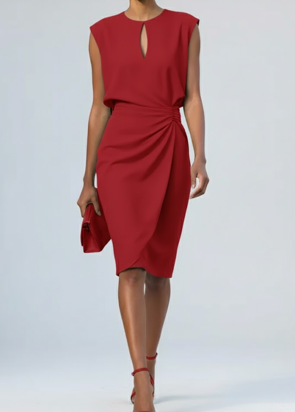 Robe midi élégante à encolure keyhole raffinée