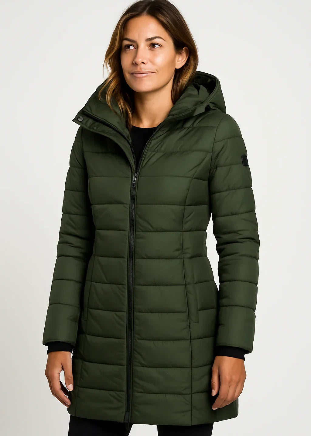 Manteau Matelassé Mi-Long avec Capuche pour Femme – Style Élégant