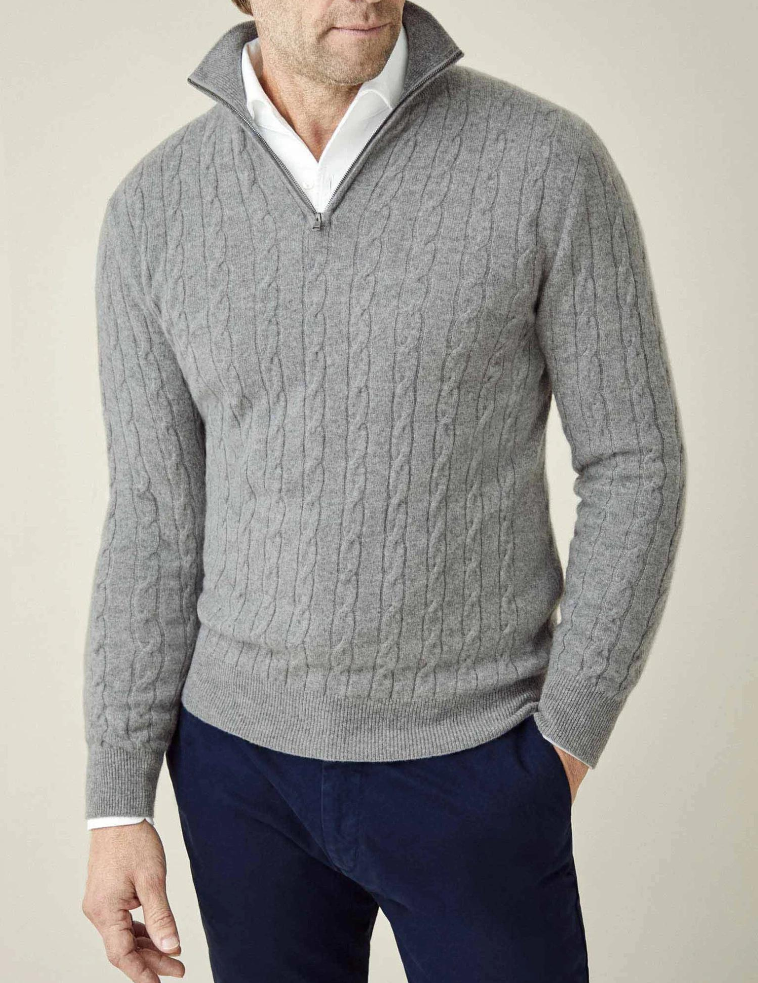 Pull zippé - Texture en tricot torsadé et chaleur ajustable