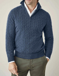 Pull zippé - Texture en tricot torsadé et chaleur ajustable